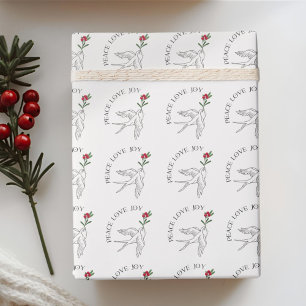 WEIHNACHTEN Frieden Liebe Freude Schneevogel Geschenkpapier