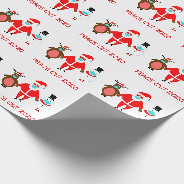 Weihnachten Frieden Out 2020 Schwarze Weihnachtsma Geschenkpapier (Ecke)