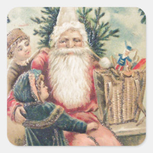 Weihnachten froh quadratischer aufkleber