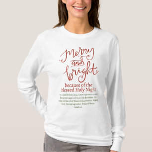 Weihnachten froh und hell Heilige Weiße Grün T-Shirt