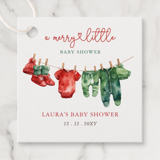 Weihnachten Frohe kleine Baby Dusche Geschlecht ne Geschenkanhänger (Vorderseite)