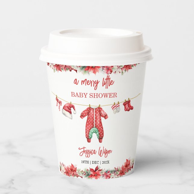 Weihnachten Frohe kleine Baby Dusche Geschlecht ne Pappbecher (Vorderseite)