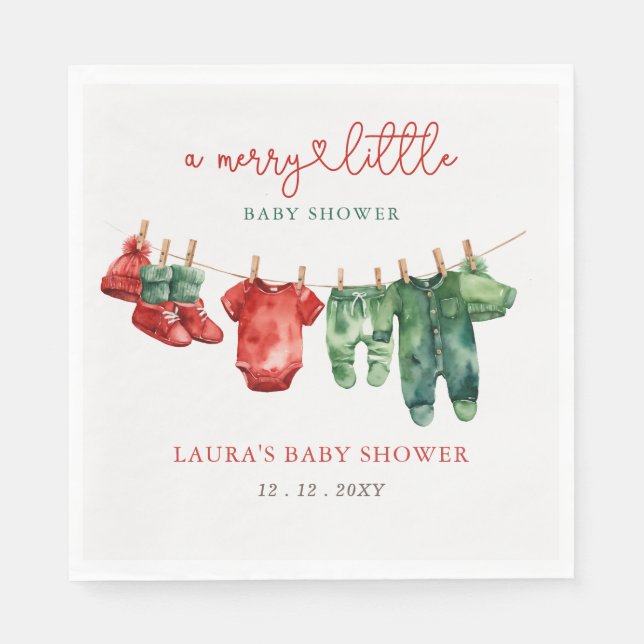 Weihnachten Frohe kleine Baby Dusche Geschlecht ne Serviette (Vorderseite)
