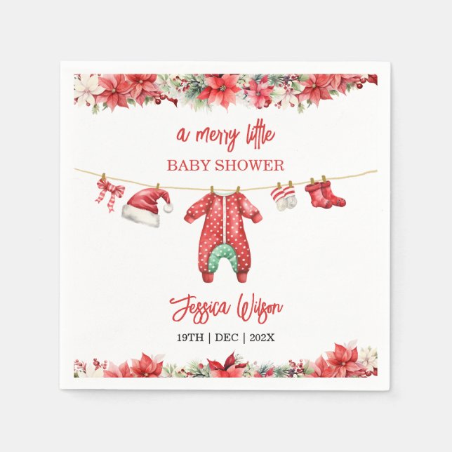 Weihnachten Frohe kleine Baby Dusche Geschlecht ne Serviette (Vorderseite)