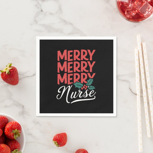 Weihnachten frohe Krankenschwester Pflege Geschenk Serviette (Beispiel)