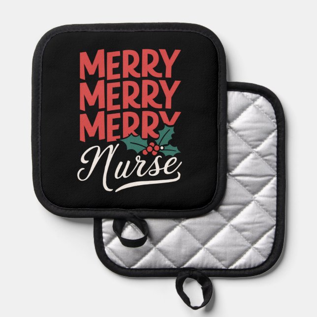 Weihnachten frohe Krankenschwester Pflege Geschenk Topflappen (Vorderseite/Rückseite)