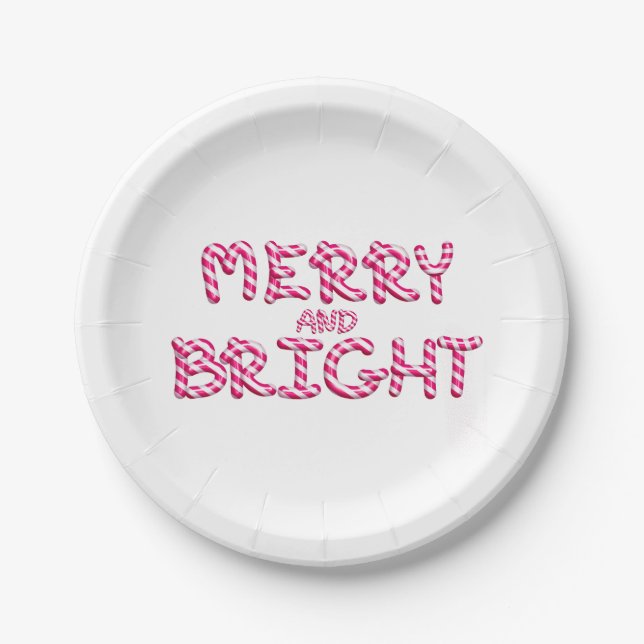 Weihnachten Frohe und helle Red Candy Cane Holiday Pappteller (Vorderseite)