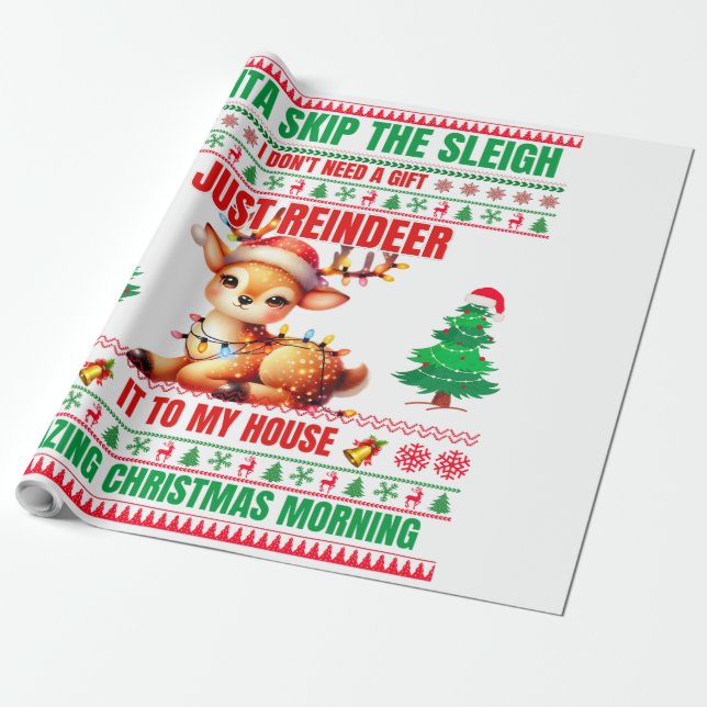 Weihnachten frohe Weihnachten für ein Geschenk Ren Geschenkpapier (Ungerollt)