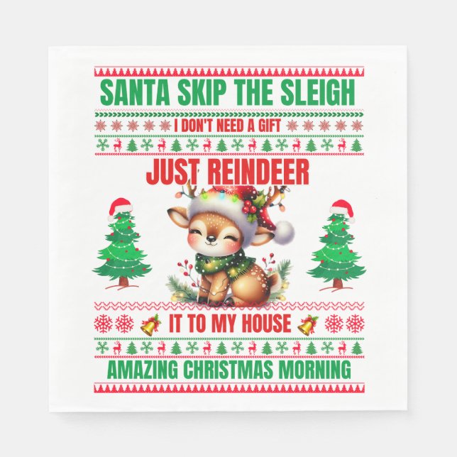Weihnachten frohe Weihnachten für ein Geschenk Ren Serviette (Vorderseite)