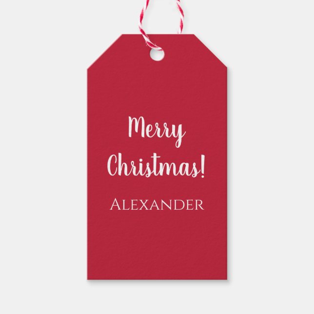 Weihnachten Frohe Weihnachten Personalisiert Rot Geschenkanhänger (Vorderseite)