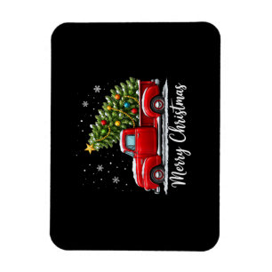 Weihnachten Frohe Weihnachten Roter LKW Baum Männe Magnet