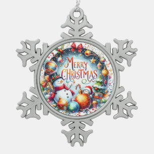Weihnachten frohe Weihnachten Schneeflocken Zinn-Ornament
