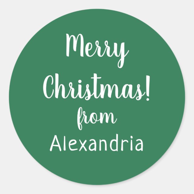 Weihnachten frohe Weihnachten von Name Green Runder Aufkleber (Vorderseite)