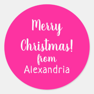 Weihnachten frohe Weihnachten von Name Hot Pink Runder Aufkleber