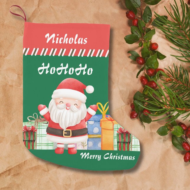 Weihnachten frohe Weihnachtsmann mit Geschenken fü Kleiner Weihnachtsstrumpf (Von Creator hochgeladen)