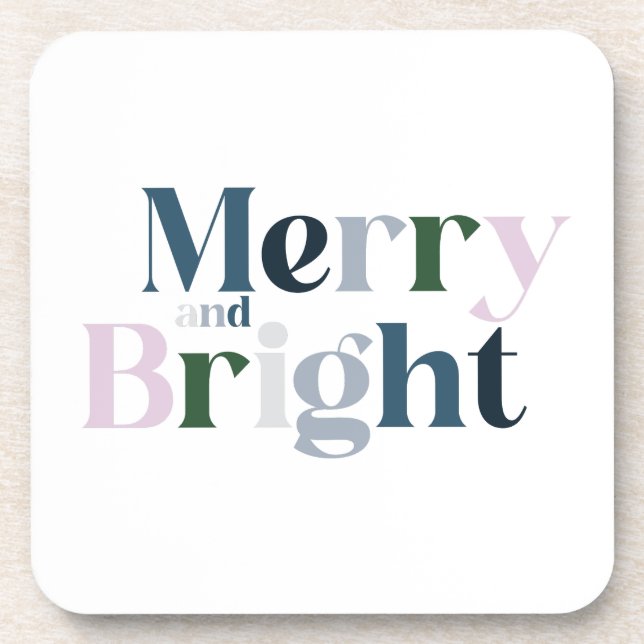 Weihnachten froher und heller Schriftart Getränkeuntersetzer (Vorderseite)