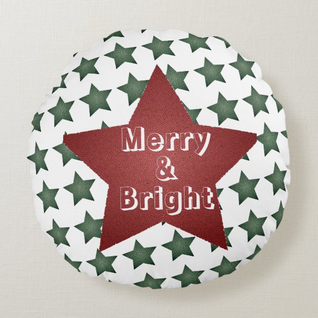 Weihnachten fröhlich und hell Star Pattern Rundes Kissen (Vorderseite)