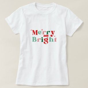 Weihnachten fröhlich und hellrosa rotes modernes T T-Shirt