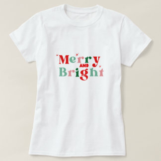 Weihnachten fröhlich und hellrosa rotes modernes T T-Shirt