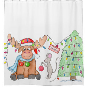 Weihnachten - Fröhlicher Weihnachts-Elch! Duschvorhang