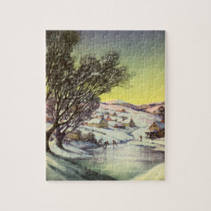 Weihnachten, Frozen See mit Eis Skater