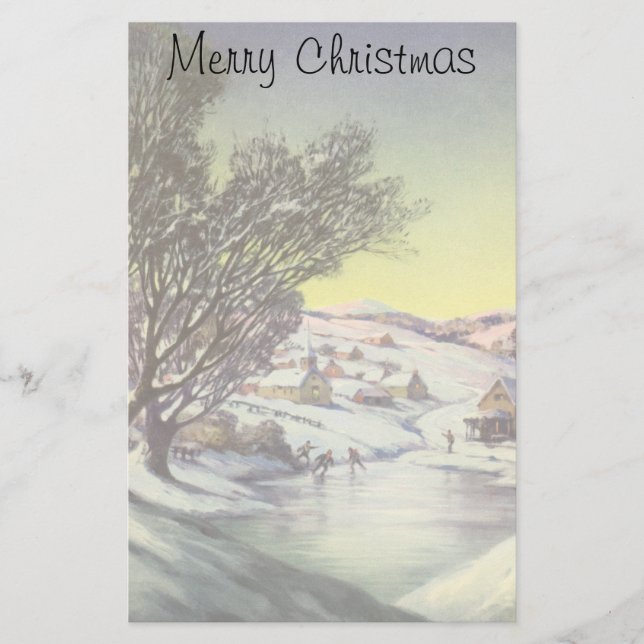 Weihnachten, Frozen See mit Eis Skater Briefpapier (Vorderseite)