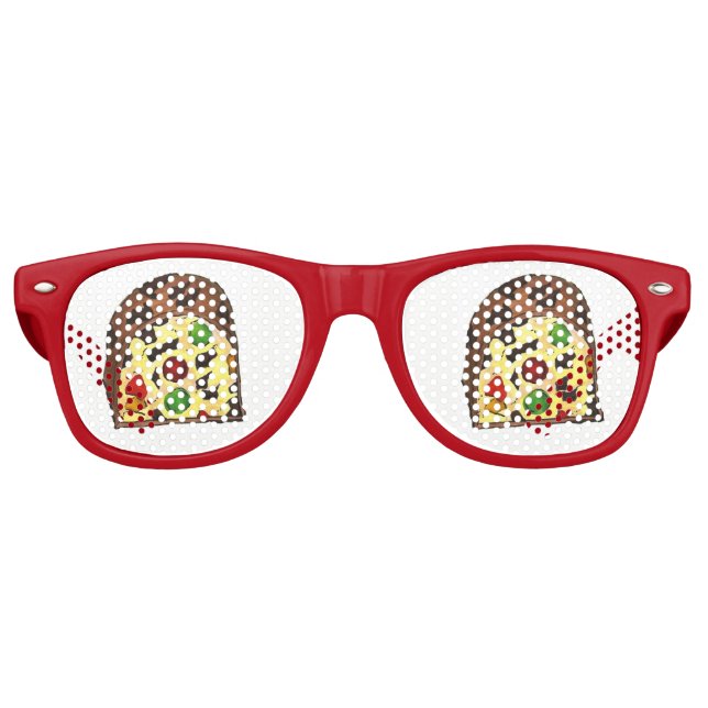 Weihnachten Früchte Kuchen Fruitcake Slice Feierta Partybrille (Vorderseite)