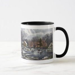 Weihnachten, Frühe Winter Skater auf einem Teich Tasse