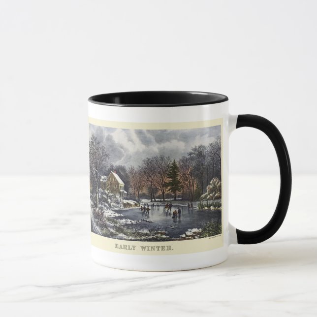 Weihnachten, Frühe Winter Skater auf einem Teich Tasse (Rechts)