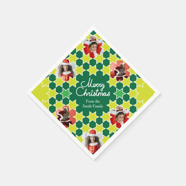 Weihnachten fügen Sie Ihre Fotos 6 grüne Papierser Serviette (Ecke)