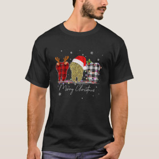 Weihnachten Funny Leopard Kariert Tooths Denta T-Shirt