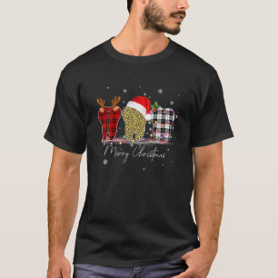 Weihnachten Funny Leopard Kariert Tooths Denta T-Shirt