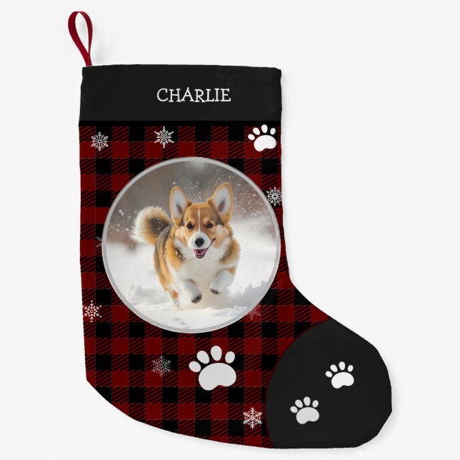 Weihnachten Funny Niedlich Hund Kleiner Schwarzer  Weihnachtsstrumpf (Vorderseite)