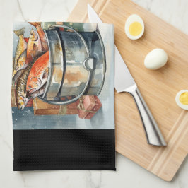 Weihnachten für Angelfreunde Geschirrtuch