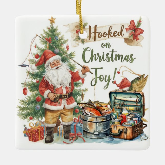 Weihnachten für Angelfreunde Keramikornament (Vorderseite)