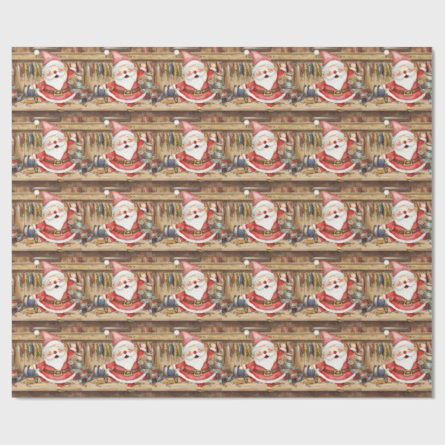 Weihnachten für Angelfreunde mit dem Weihnachtsman Geschenkpapier (Flach)