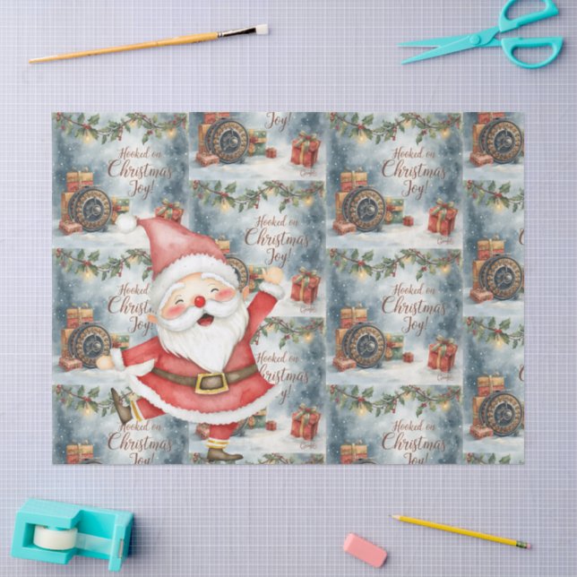 Weihnachten für Angelfreunde mit dem Weihnachtsman Seidenpapier (Basteln)