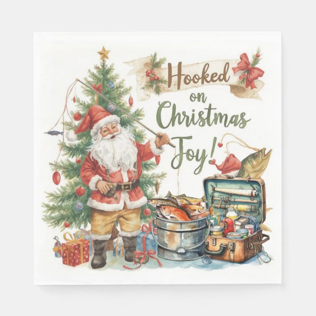 Weihnachten für Angelfreunde Serviette (Vorderseite)