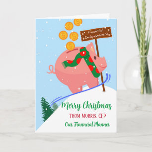 Weihnachten für den Finanzplaner Piggy Bank Karte
