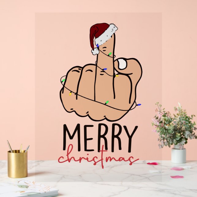 Weihnachten für die Finger-Weihnachtsmannmütze Acrylschild (Hochzeit)