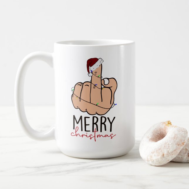 Weihnachten für die Finger-Weihnachtsmannmütze Kaffeetasse (Mit Donut)