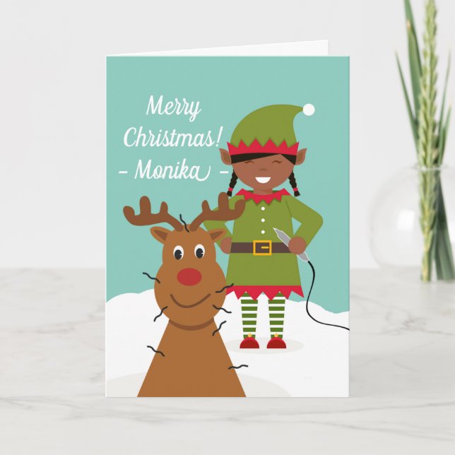 Weihnachten für Electrologist mit Elf und Rentier (Vorderseite)