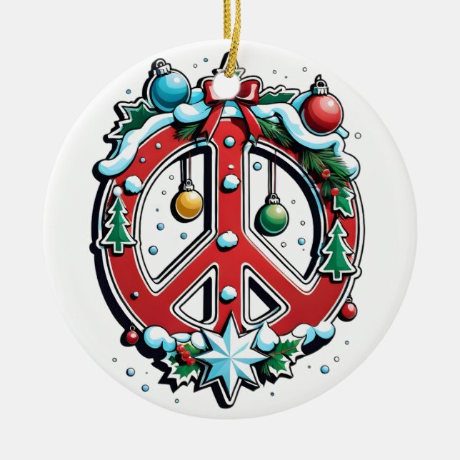 Weihnachten für Frieden Keramik Ornament (Vorne)