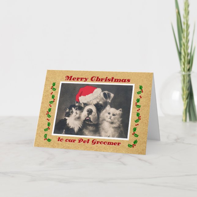 Weihnachten für Haustiergroomer-Vintage Bulldogge (Vorderseite)