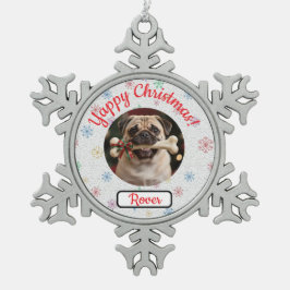 Weihnachten für Hunde- und Knochenliebhaber, anpas Schneeflocken Zinn-Ornament