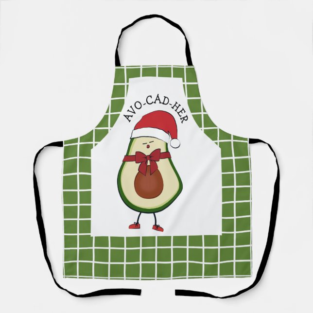 Weihnachten für ihr grünes Avocado Schürze (Vorderseite)