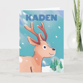 Weihnachten für Kaden Niedliches Baby Deer im Schn Karte