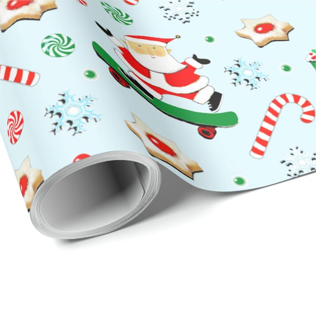 Weihnachten für kreatives Skateboarden Geschenkpapier (Rolleneckpunkt)