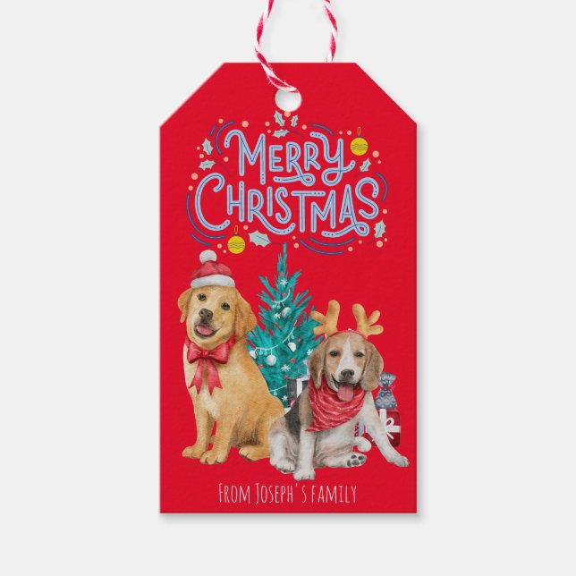 Weihnachten für niedliche Hunde Geschenkanhänger (Vorderseite)