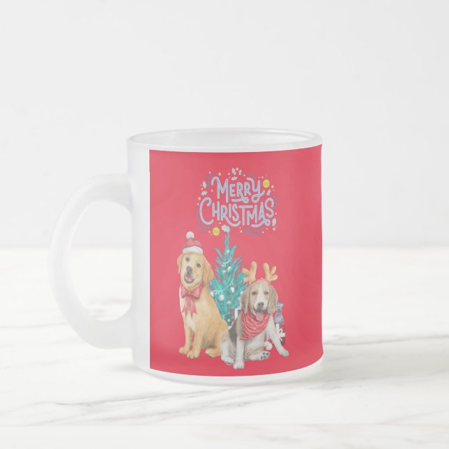 Weihnachten für niedliche Hunde Mattglastasse (Links)